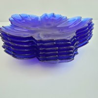  кристални чинийки кобалтово синьо стъкло , снимка 4 - Антикварни и старинни предмети - 27811642