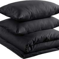 Спален комплект Amazon Basics от лек памук, 200 x 200 см / 50 x 80 см, черен, снимка 1 - Спално бельо - 39024139