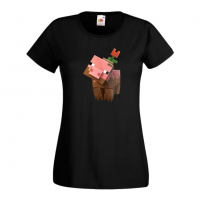 Дамска тениска Flower Pig майнкрафт Minecraft,Игра,Забавление,подарък,Изненада,Рожден Ден., снимка 3 - Тениски - 36520728