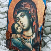 икона на Богородица с Младенеца от Рилски манастир 30/20 см, репродукция, уникат, снимка 3 - Икони - 38524575