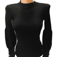 Ефектна блуза от финно плетиво с бухнал ръкав , различни цветове, снимка 2 - Блузи с дълъг ръкав и пуловери - 35645920