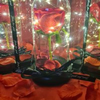 Вечна роза в луксозна кутия с панделка/Роза в стъкленица/Роза с LED светлини , снимка 9 - Декорация за дома - 44077192