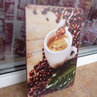 Метална табела кафе на зърна еспресо италианско лъжичка чаша, снимка 2 - Декорация за дома - 43120575