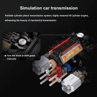 Ferrari 488 Pista Creator LED CaDA Lego Лего Кола 3187ч. R/C Управление 1:8 59см, снимка 4 - Конструктори - 36451136