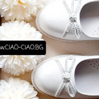 №23-№32, Бели официални обувки - Балеринки за момиче с панделка и камъчета ТОМ.М, снимка 1 - Детски обувки - 39540205