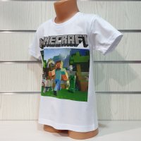 Нова бяла детска тениска с дигитален печат MINECRAFT (Майнкрафт), снимка 9 - Детски тениски и потници - 32607577