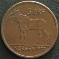 5 йоре 1970, Норвегия, снимка 1 - Нумизматика и бонистика - 28405066