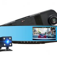 Огледало-видеорегистратор с 4.3 инча дисплей и светеща задна камера, снимка 1 - Аксесоари и консумативи - 36839069