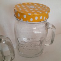 Стъклени буркани за пиене със сламка, снимка 3 - Буркани, бутилки и капачки - 43000179