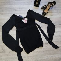 НОВА черна блуза с леко изрязан гръб на намаление , снимка 2 - Блузи с дълъг ръкав и пуловери - 27615845