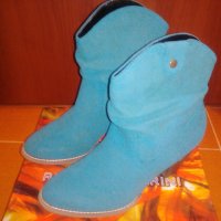 Изчистен и много актуален модел дамски боти, решен в син цвят, снимка 4 - Дамски ежедневни обувки - 28454487