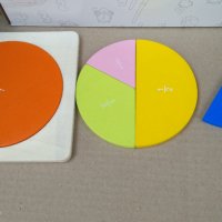 Фракционен диск. Fraction disc Дървена игра геометрия за деления и обучение, снимка 6 - Образователни игри - 36584842
