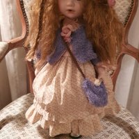Колекционерска порцеланова кукла, 50см Разкошна Червенокоска-Отлична!, снимка 6 - Колекции - 31660242