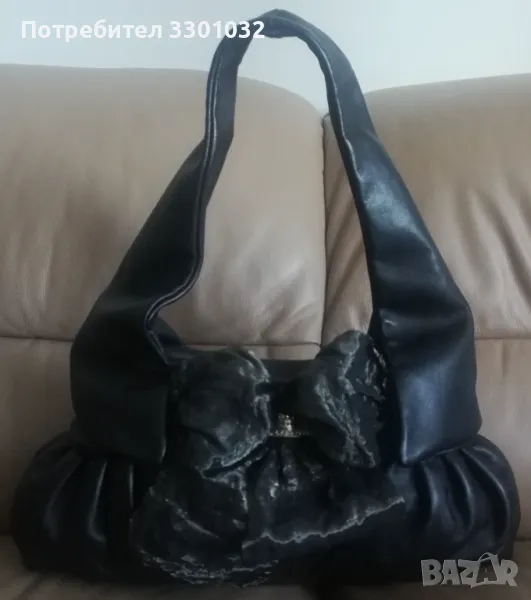 Черна дамска чанта Ренато Анджи /Renato Agni,Venezia/естествена кожа, снимка 1