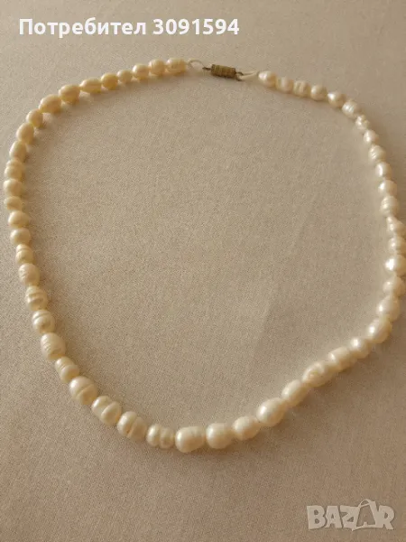 Бяла естествена сладководна перлена огърлица , снимка 1