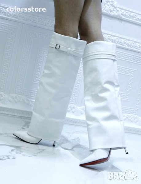 Ботуши на ток - бяла кожа - KD100, снимка 1