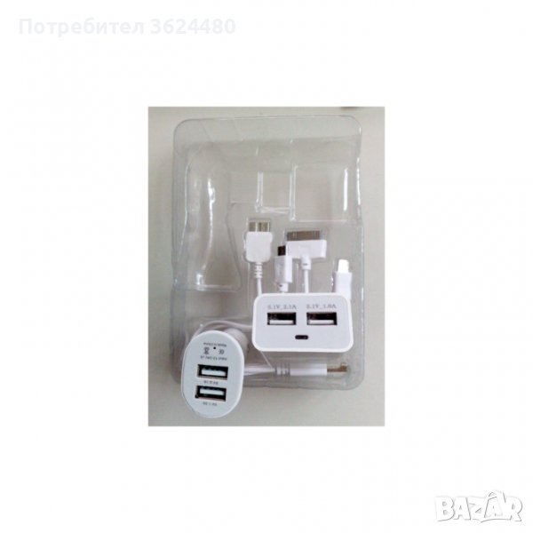 EKA-Q70 Универсално Мрежово Зарядно с 2 USB Порта 5V/2.1A и Micro USB Кабел, снимка 1
