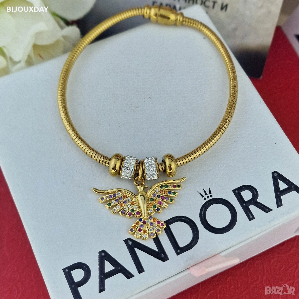 луксозна гривна Феникс от медицинска стомана с 18 карата златно покритие, снимка 1