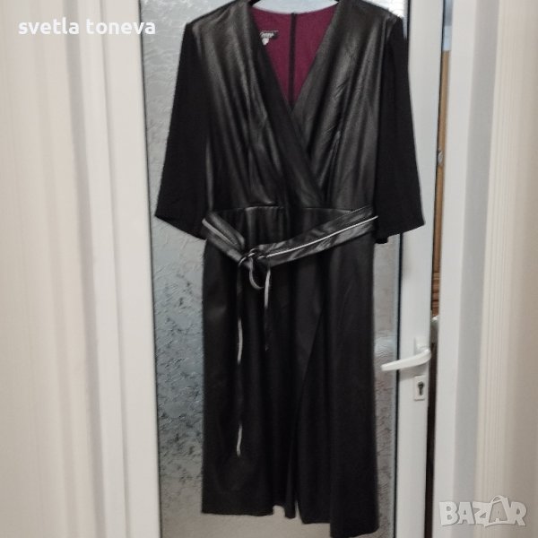Черна рокля екокожа, снимка 1