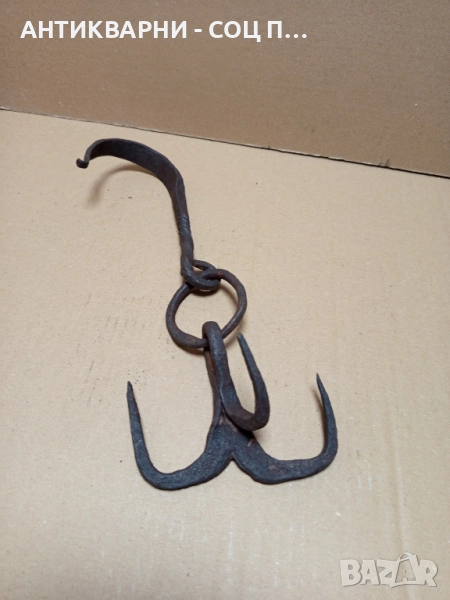 Стара Ръчно Кована Кука Ченгел. , снимка 1
