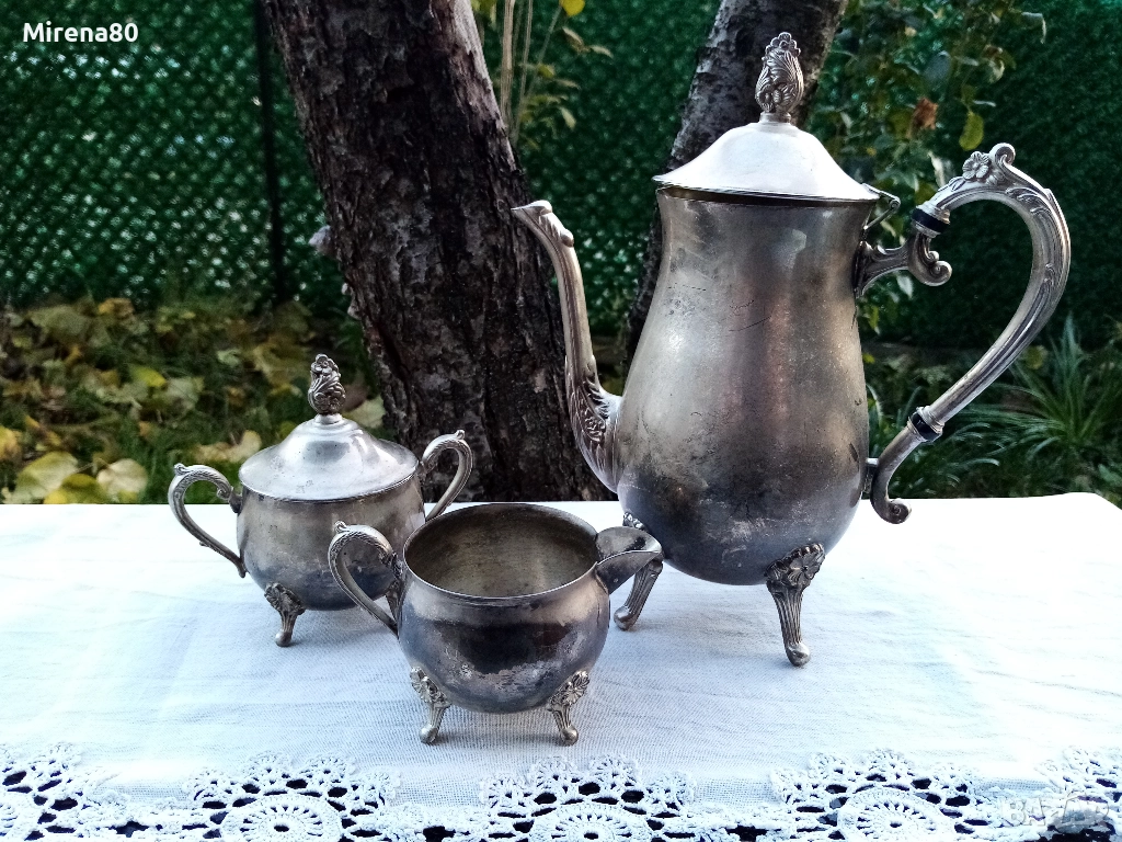 Посребрен винтидж комплект, снимка 1