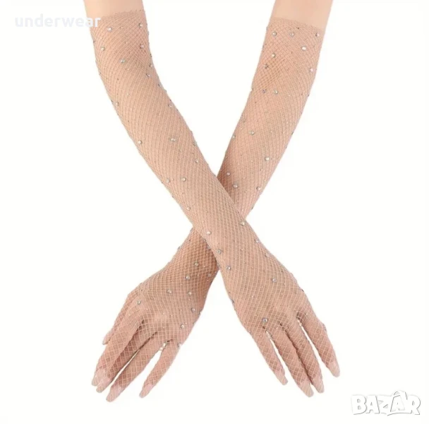 Мрежести ръкавели с камъчета, снимка 1