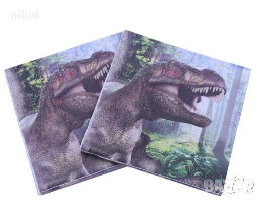 Динозавър Джурасик Парк  10 парти салфетки рожден ден, снимка 1