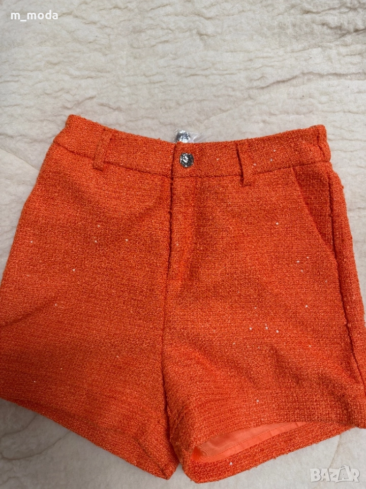 Блестящи дамски официални къси панталони тип букле, снимка 1