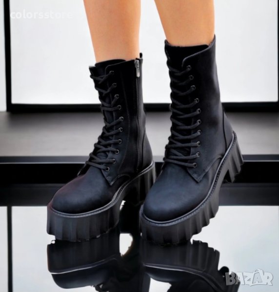 Боти на ток - черен набук - NA90, снимка 1