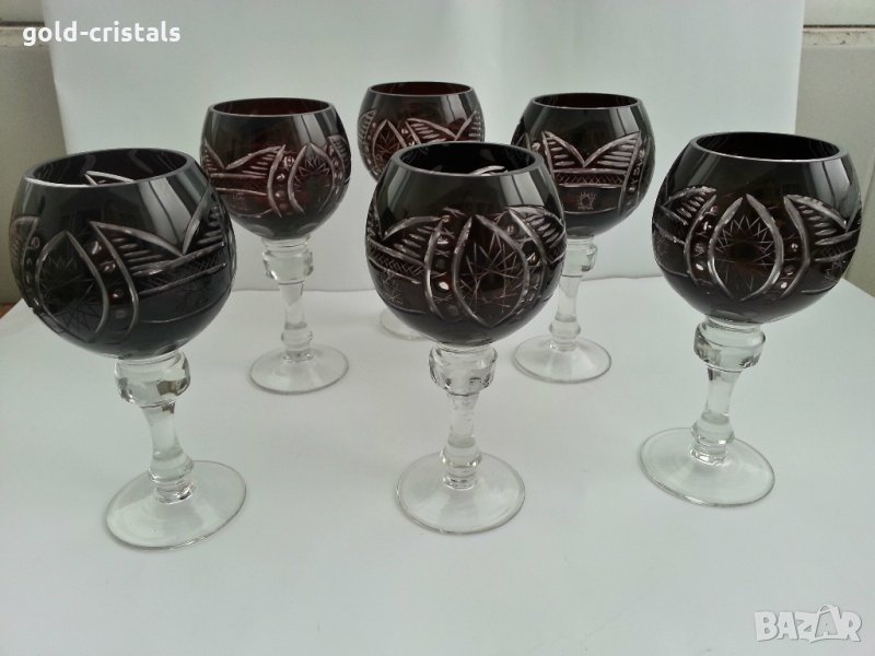 Кристални чаши цветен червен кристал, снимка 1