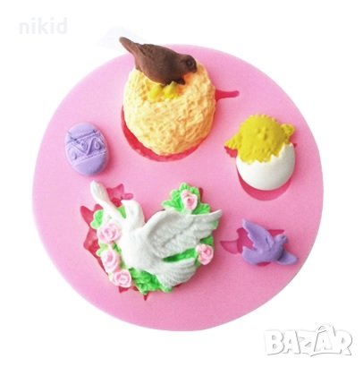 Гълъб пиле гнездо яйце силиконов молд форма декорация торта фондан , снимка 1