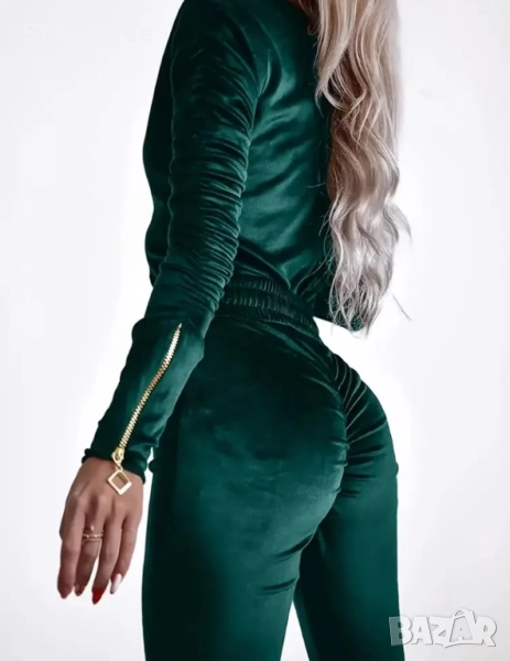 Дамски кадифен комбинезон с цип 3 цвята – Елегантен стил от STBoutique , снимка 1