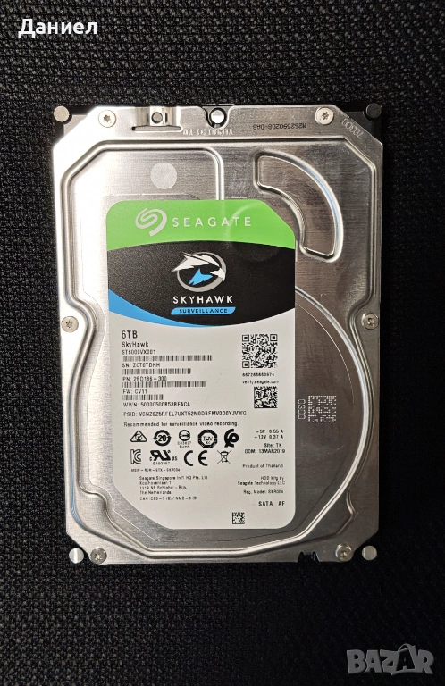6TB HDD Seagate SkyHawk хард диск за видеонаблюдение, снимка 1
