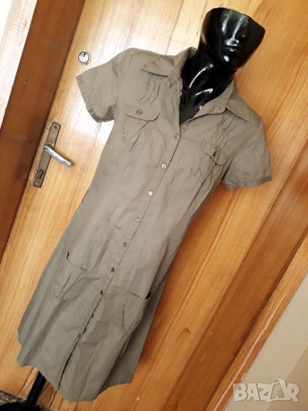 Маслено зелена рокля риза тип работно облекло Л/ХЛ, снимка 1