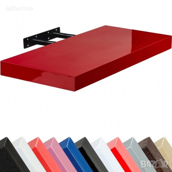 Стеннен рафт "Volto", рафт за стена, 50 см, червено гланц, скрито захващане, снимка 1