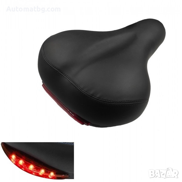 Вело седалка Automat, С червена лед светлина, 20х27см, Черен, снимка 1