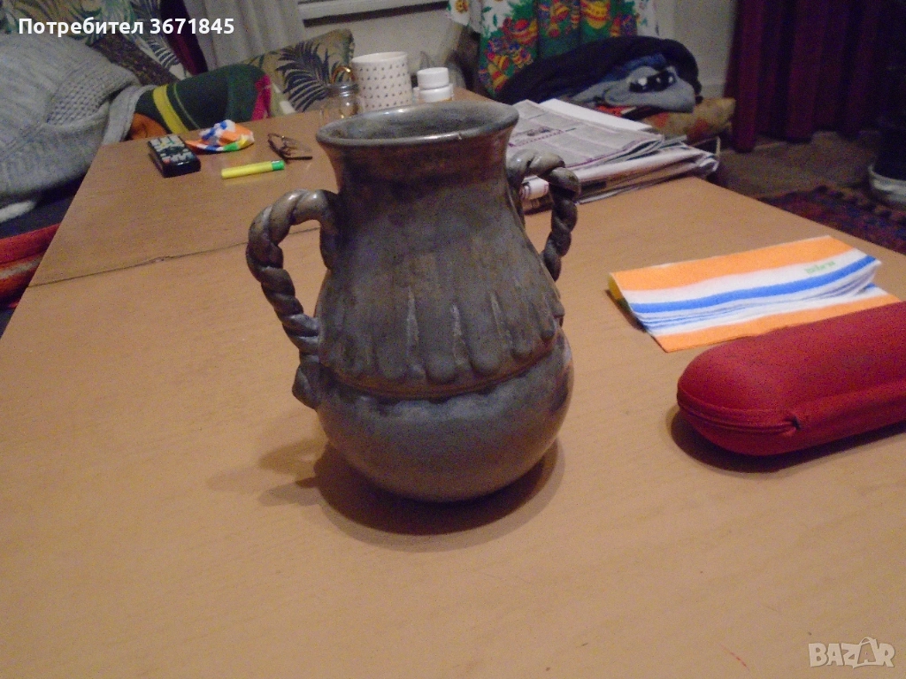 керамичен съд, ваза, подписана, датирана 1955 , снимка 1