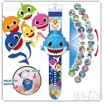 Бебе Акули Baby Shark 3D детски часовник прожектор, снимка 1