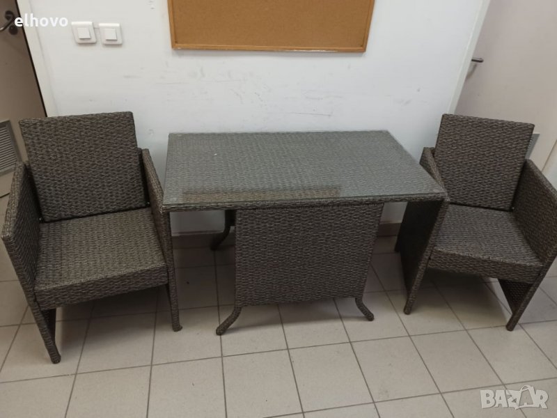Маса+два стола-синтетичен ратан, снимка 1