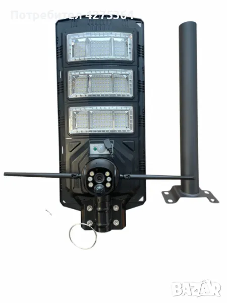 Интелигентна 2 в 1 улична соларна лампа с вградена 5MP камера – 1800W мощност, 360° покритие и нощно, снимка 1
