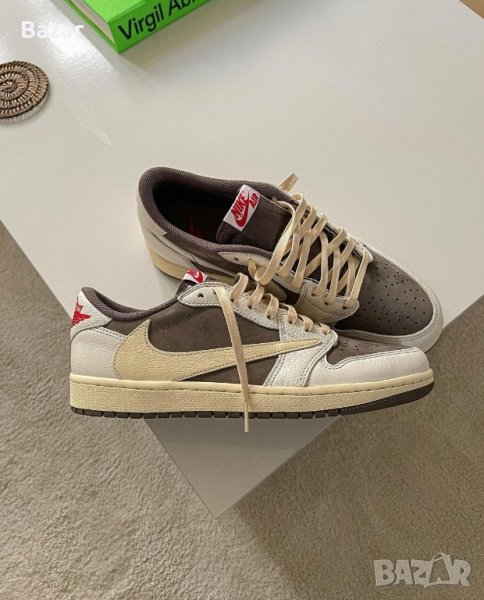 Nike Air Jordan 1 Low Travis Scott Mocha Нови Оригинални Обувки Размер 44 Мъжки Маратонки, снимка 1