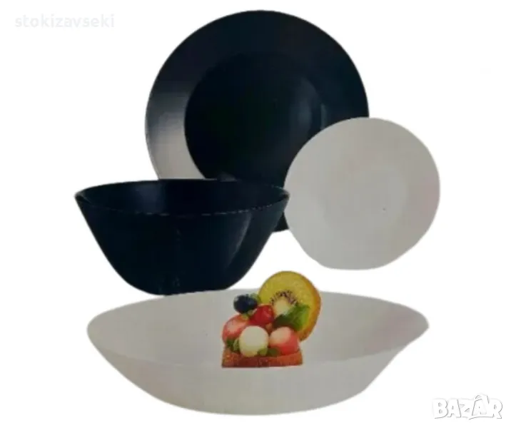 Черно-бял сервиз за хранене от 19 части Luminarc Lea Black & White, снимка 1