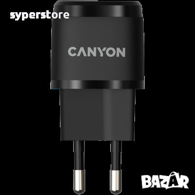 Зарядно за телефон, адаптер CANYON H-20-05, 1xUSB Type-C, Черен SS30215, снимка 1