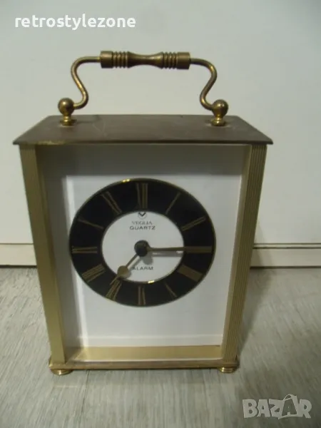 № 7919 стар настолен часовник - VEGLIA - метален корпус / кутия - размер 13 / 10 / 6 см - кварцов, снимка 1