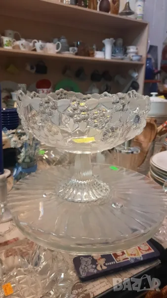 Gescha Reinbach hand made kristal,Germany  фруктиера с висока стойка, снимка 1