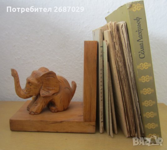 стар ограничител за книги със слон, фигура, дърворезба, снимка 4 - Статуетки - 29280609