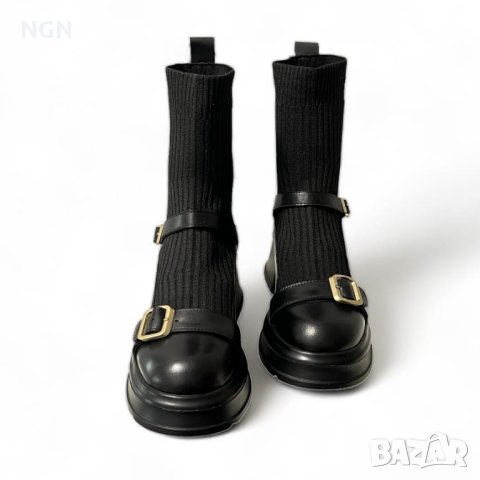 Модерни дамски боти естествена кожа и стреч с атрактивен италиански дизайн, снимка 9 - Дамски боти - 43391827