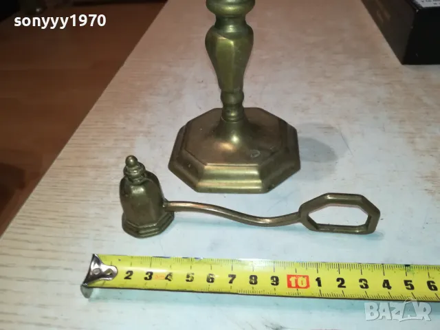 СВЕЩНИК+ГАСАЧ ОТ ФРАНЦИЯ МЕД/МЕСИНГ 1711241743, снимка 2 - Антикварни и старинни предмети - 48002085