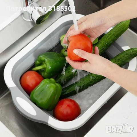 Многофункционална сгъваема дъска за рязане - леген с тапа, снимка 8 - Аксесоари за кухня - 51277274