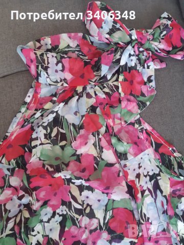 Флорална блуза, шифон. Размер L., снимка 4 - Корсети, бюстиета, топове - 43030431